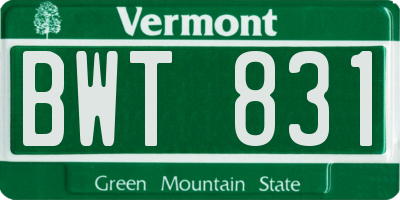 VT license plate BWT831