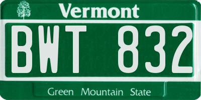 VT license plate BWT832