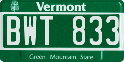VT license plate BWT833