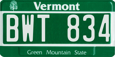 VT license plate BWT834