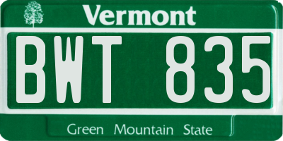 VT license plate BWT835