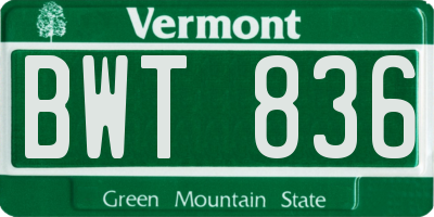 VT license plate BWT836