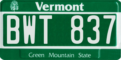 VT license plate BWT837