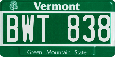 VT license plate BWT838