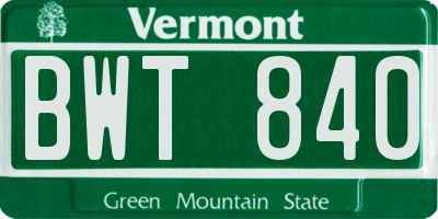 VT license plate BWT840