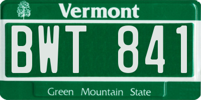 VT license plate BWT841