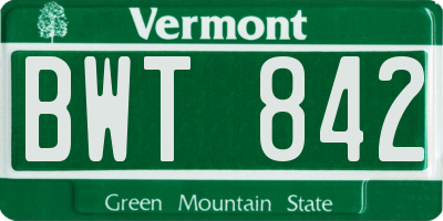VT license plate BWT842