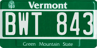 VT license plate BWT843