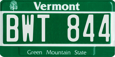 VT license plate BWT844