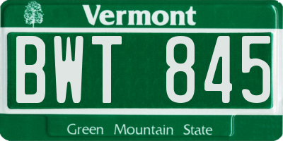 VT license plate BWT845