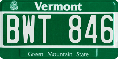 VT license plate BWT846