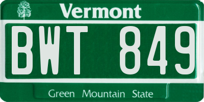 VT license plate BWT849