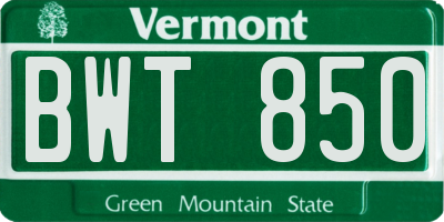VT license plate BWT850