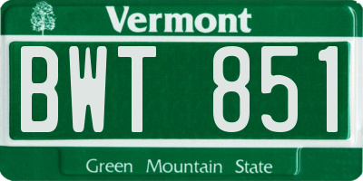 VT license plate BWT851