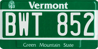 VT license plate BWT852