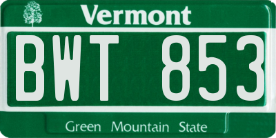 VT license plate BWT853