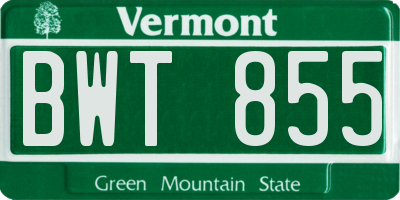 VT license plate BWT855