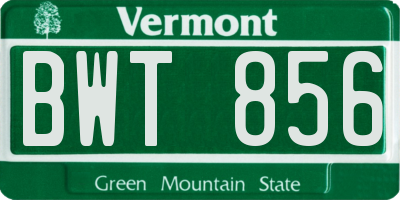 VT license plate BWT856