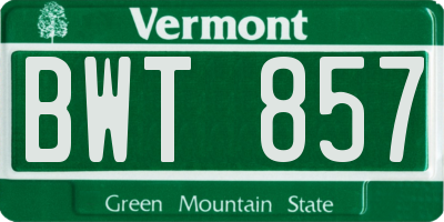 VT license plate BWT857