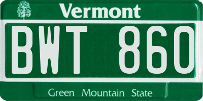 VT license plate BWT860