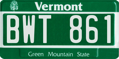 VT license plate BWT861