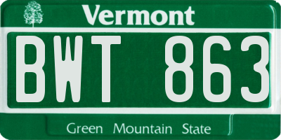 VT license plate BWT863