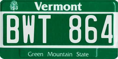 VT license plate BWT864