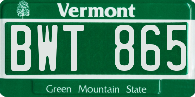 VT license plate BWT865
