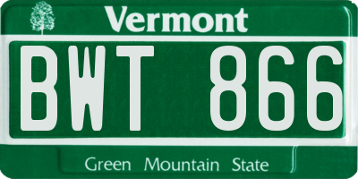 VT license plate BWT866