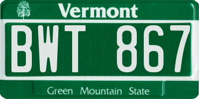 VT license plate BWT867