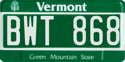 VT license plate BWT868