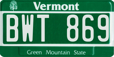 VT license plate BWT869