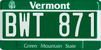 VT license plate BWT871