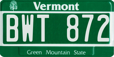 VT license plate BWT872
