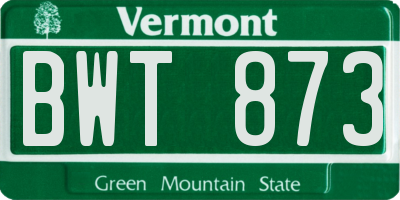 VT license plate BWT873