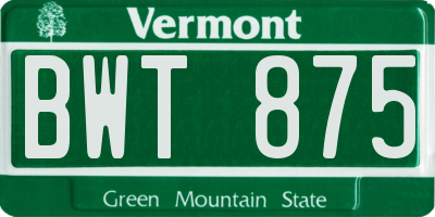 VT license plate BWT875