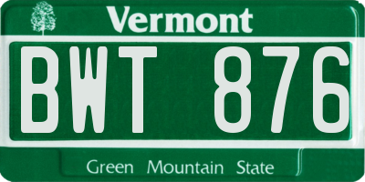 VT license plate BWT876