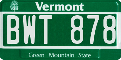 VT license plate BWT878
