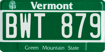 VT license plate BWT879