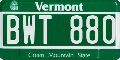VT license plate BWT880