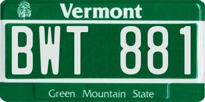 VT license plate BWT881