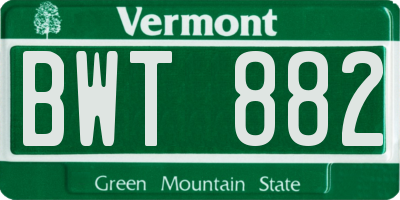 VT license plate BWT882