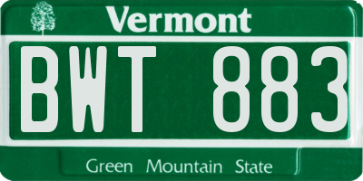 VT license plate BWT883
