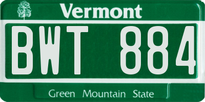VT license plate BWT884