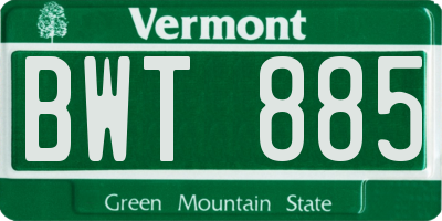VT license plate BWT885