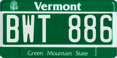 VT license plate BWT886