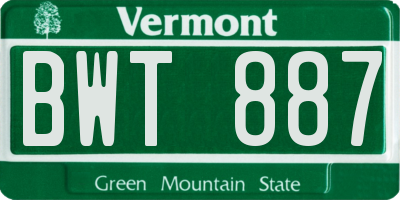 VT license plate BWT887