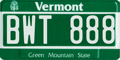 VT license plate BWT888