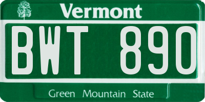 VT license plate BWT890