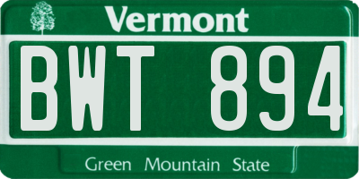 VT license plate BWT894